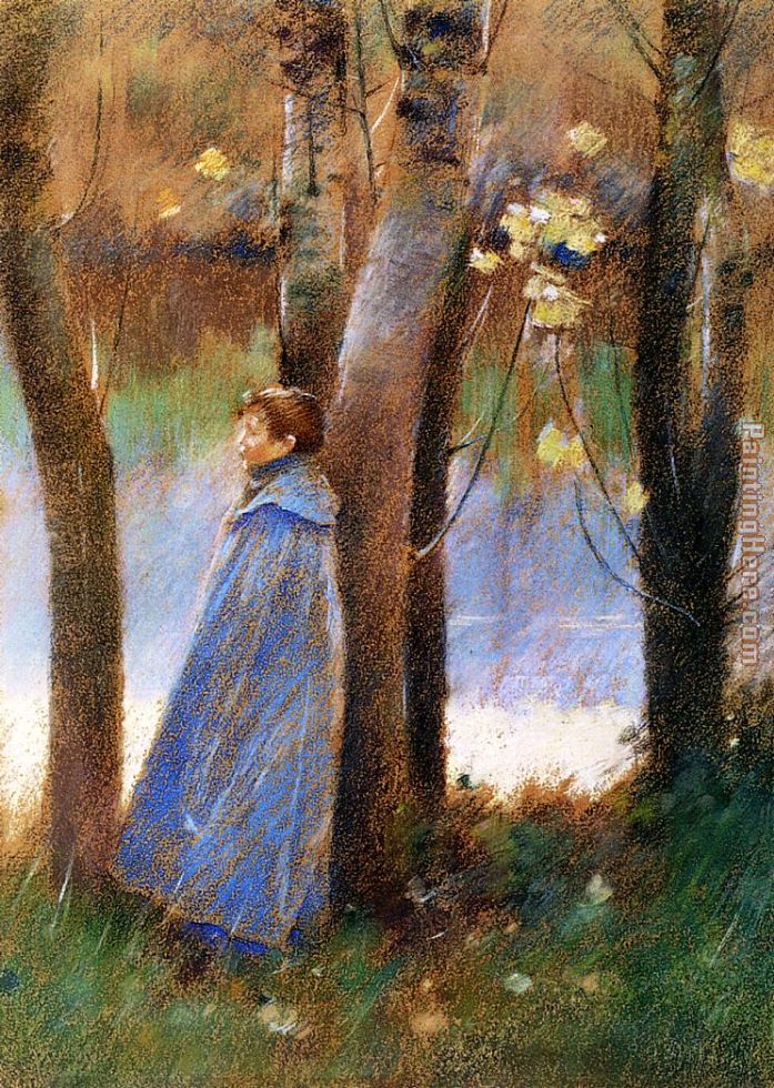 Figure in a Landscape painting - Theodore Robinson Figure in a Landscape art painting